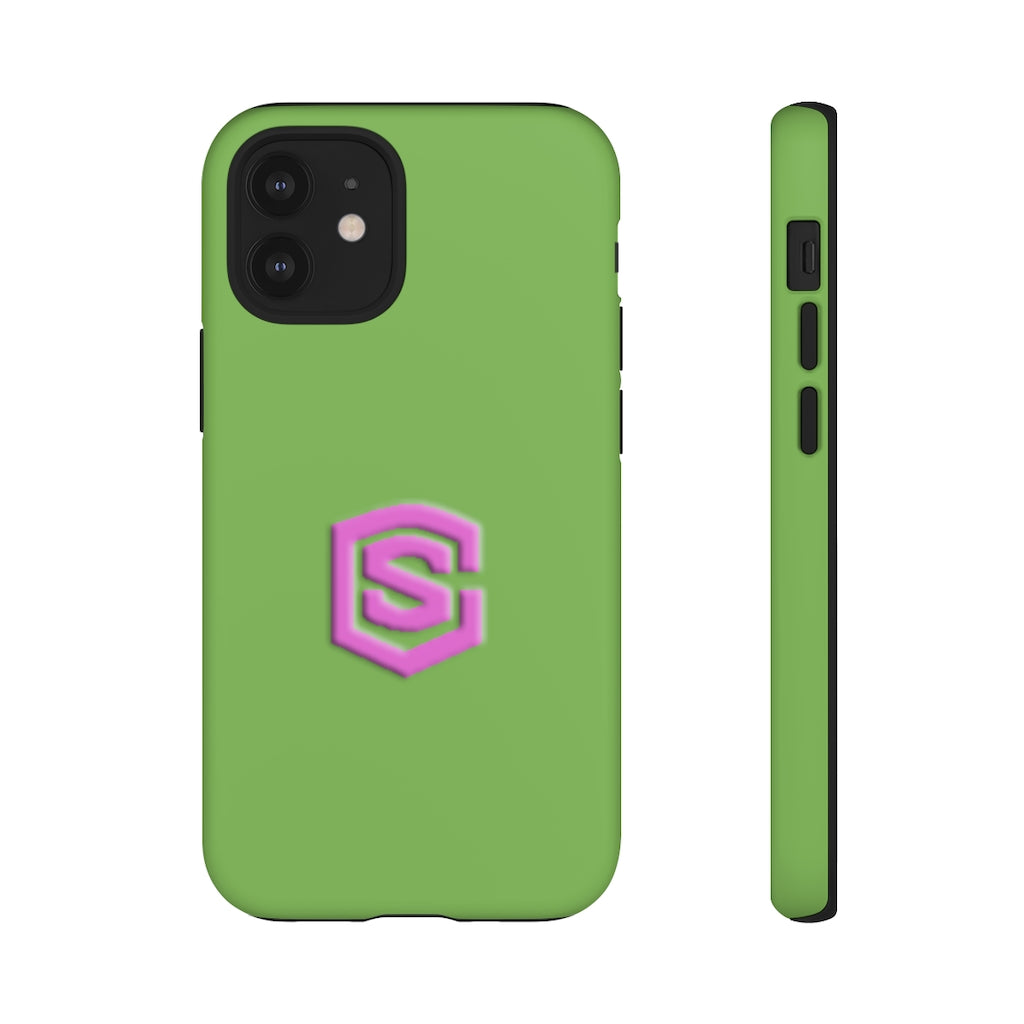 Green Tough Cases Pink Logo