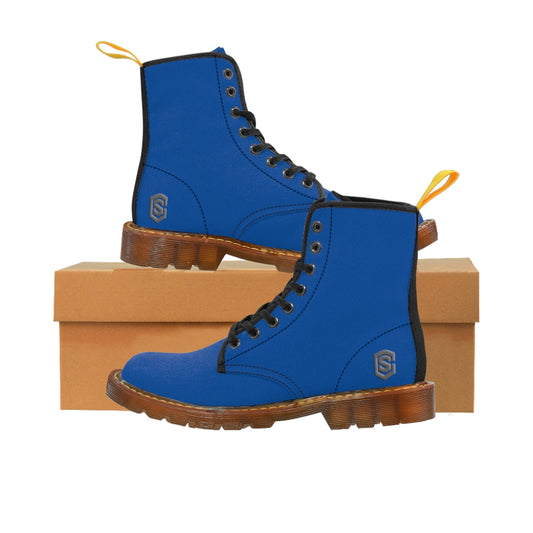 Blue Men's Canvas Boots Silver Logo