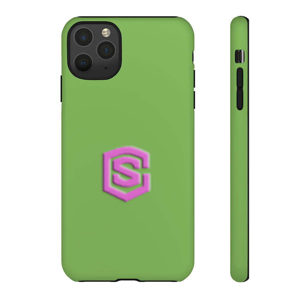 Green Tough Cases Pink Logo