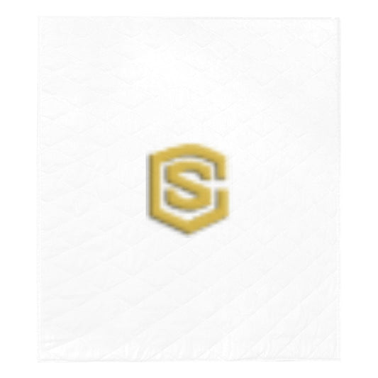 White Quilt with Gold Logo Custom Quilt  70" x 80"