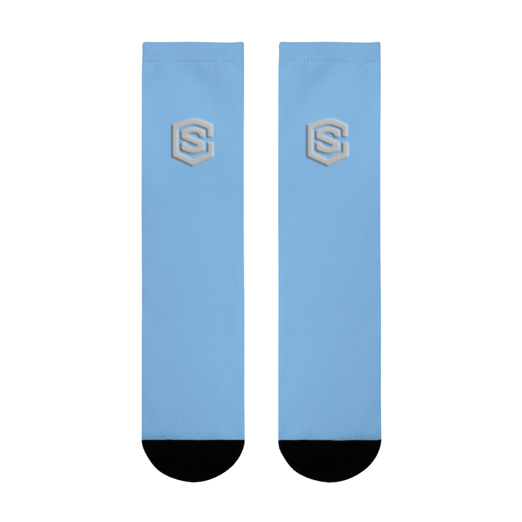 Blue Sublimation Crew Socks (EU) Silver Logo