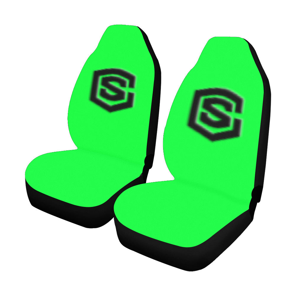 Green Car Seat Covers Black Logo Car Seat Covers (Set of 2)