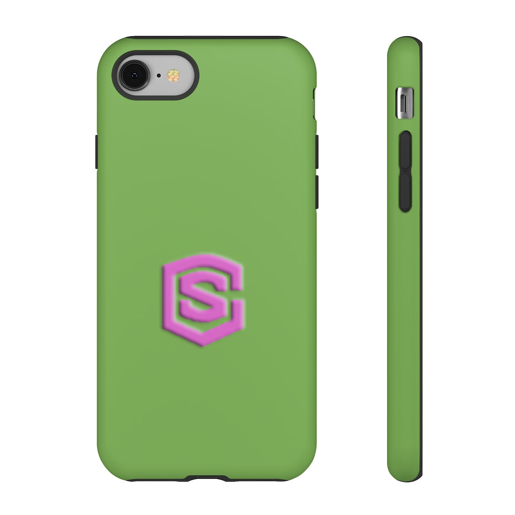 Green Tough Cases Pink Logo
