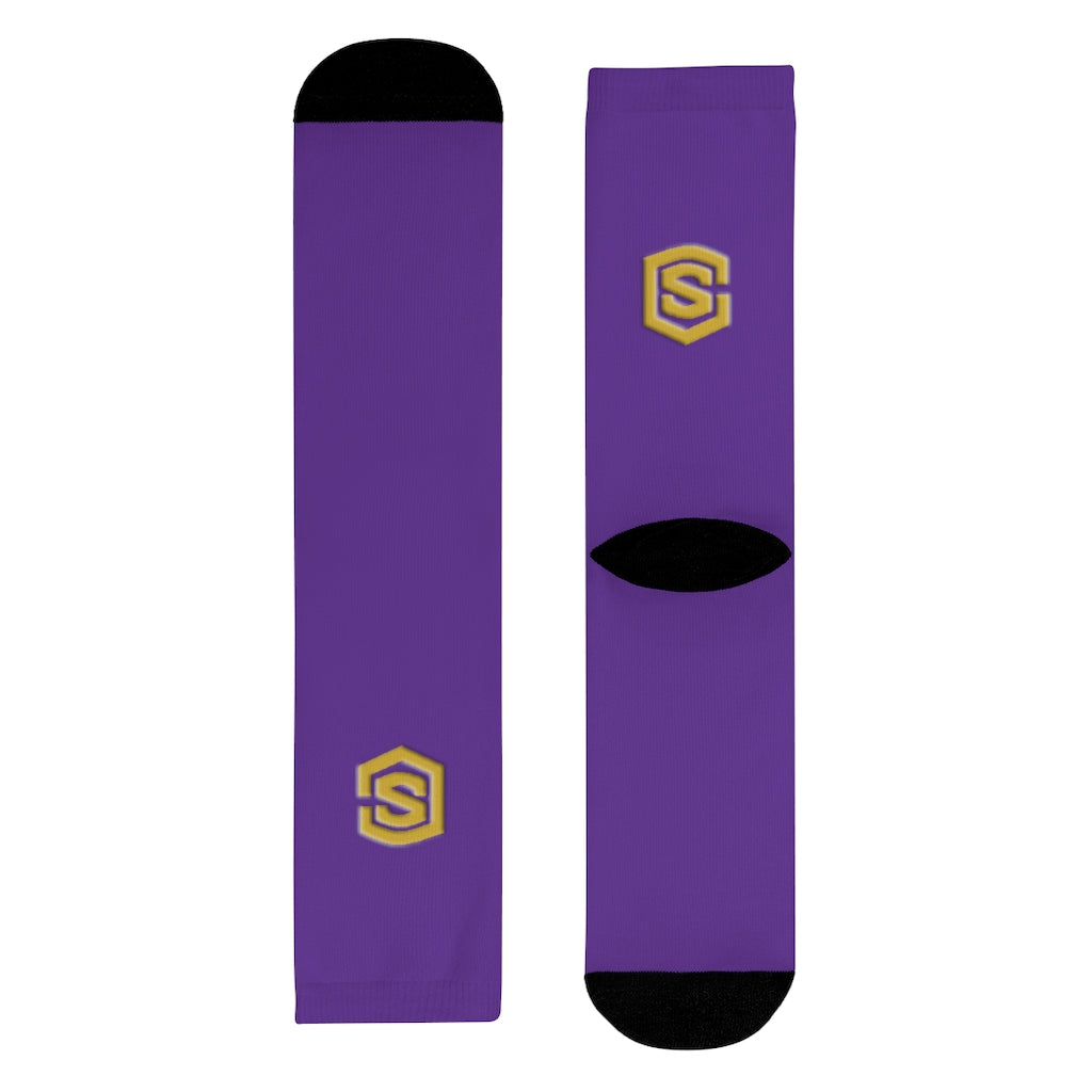 purple Sublimation Crew Socks (EU) Gold Logo