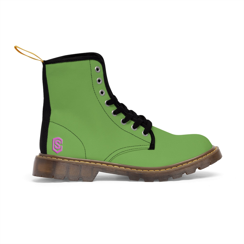 Green Men's Canvas Boots Violet Logo