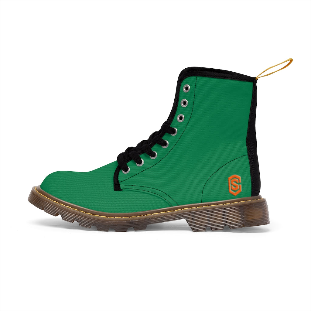 Green Men's Canvas Boots Orange Logo
