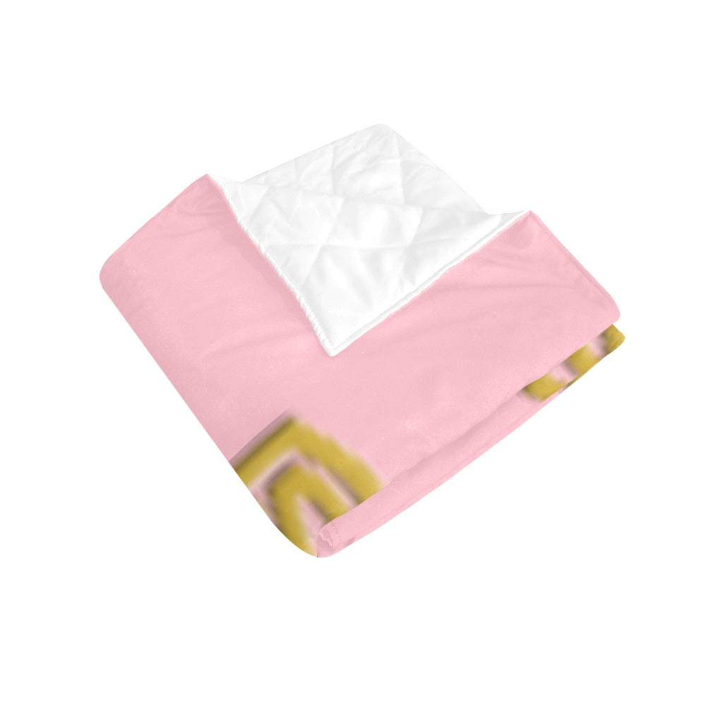 Pink  Quilt with Gold Logo Custom Quilt  70" x 80"