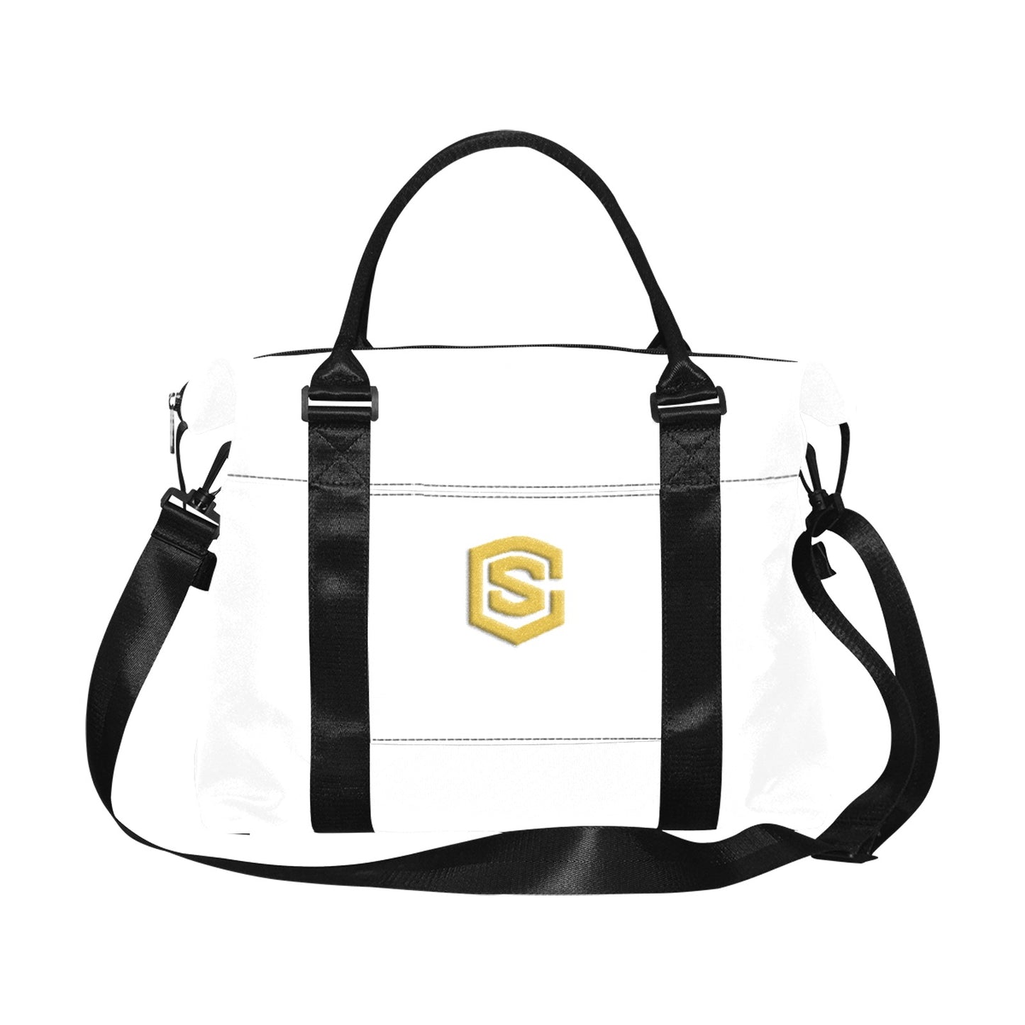 White Large Capacity Duffle Bag With Gold Logo Large Capacity Duffle Bag(Model1715)