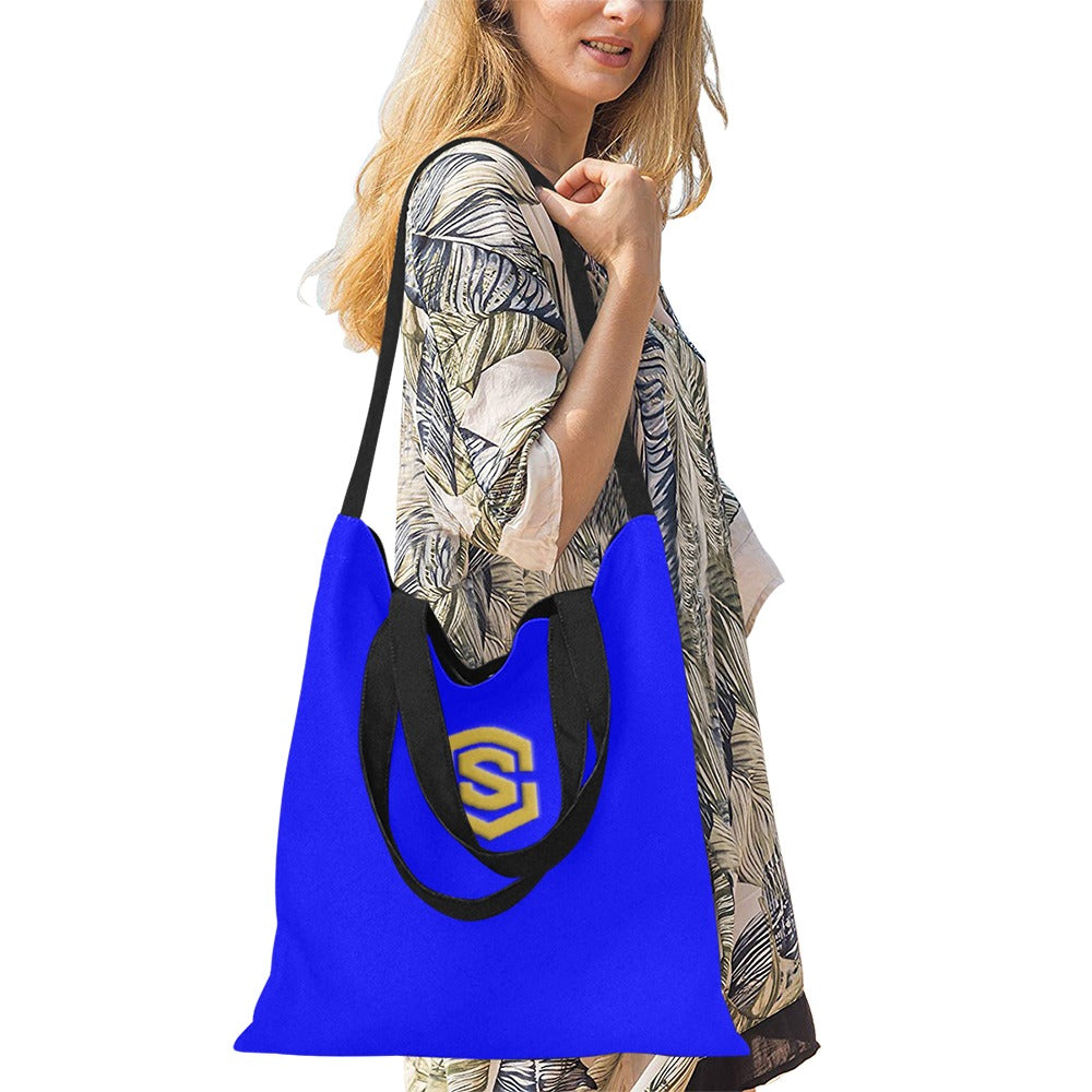 Blue All Over Print Canvas Tote Bag With Gold Logo All Over Print Canvas Tote Bag(Model1698)(Medium)