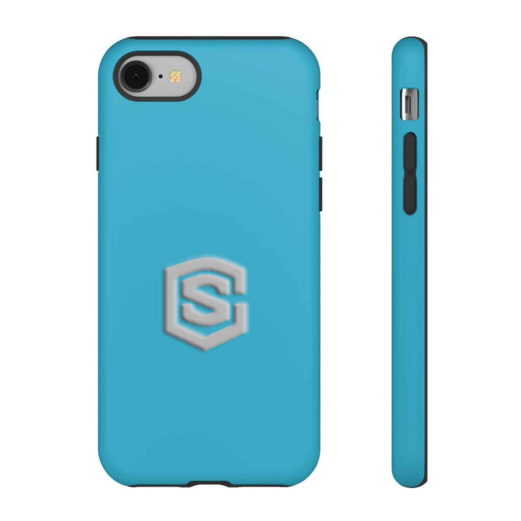 Blue Tough Cases Silver Logo