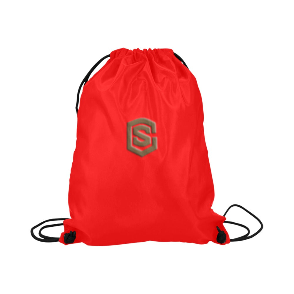 Red Drawstring Bags Large With Brown Logo Drawstring Bags (Model 1604) (Large)