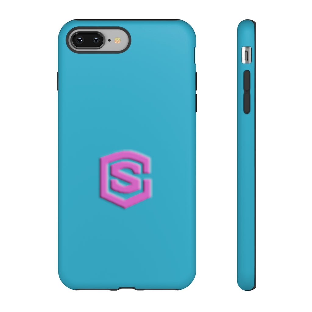 Blue Tough Cases Pink Logo