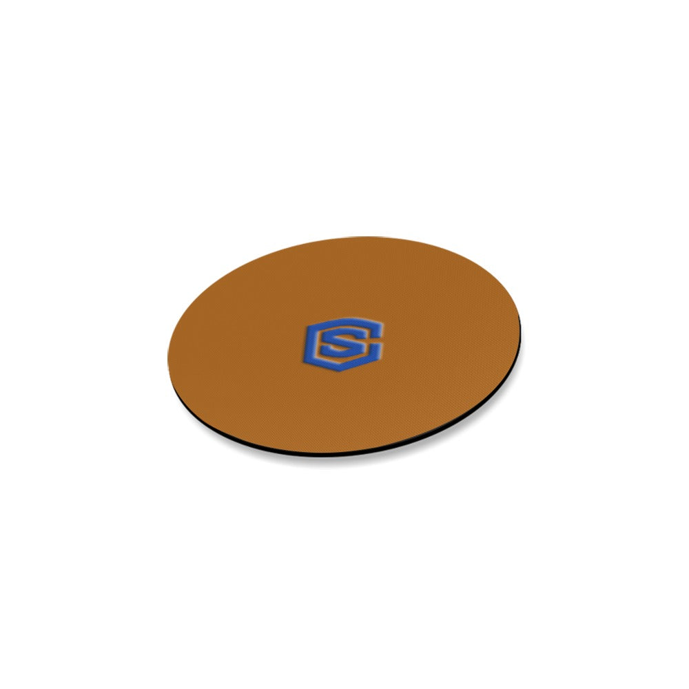 Brown Round Coaster with Blue Logo Round Coaster
