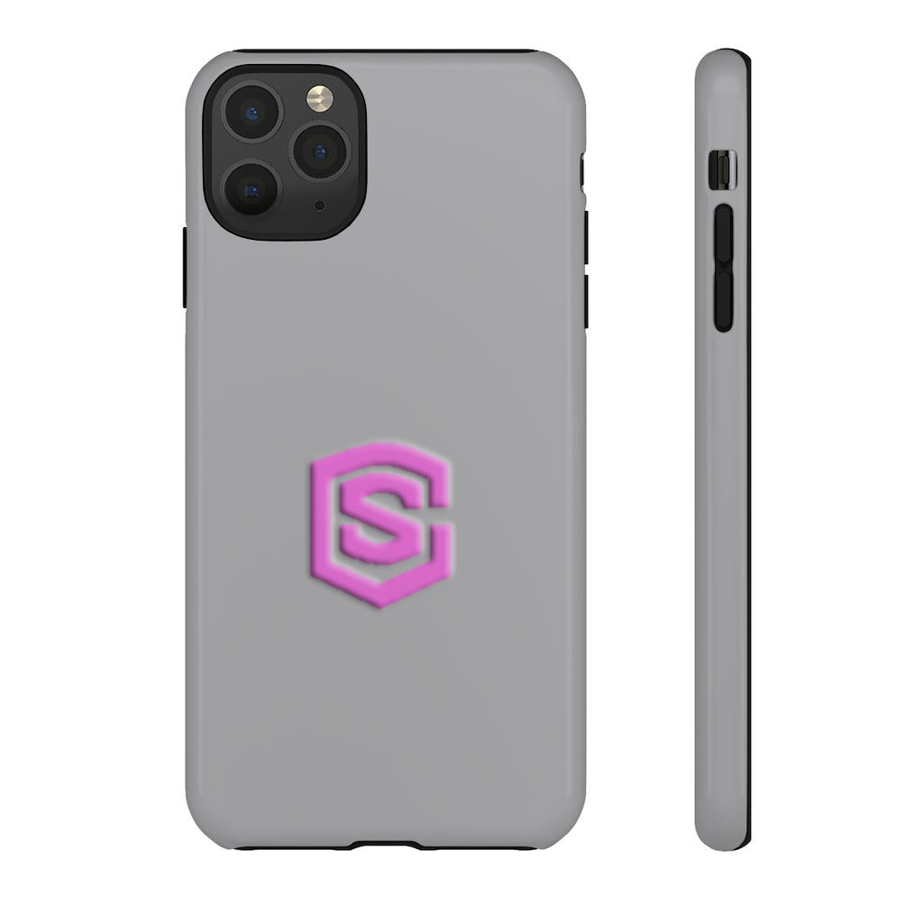 Grey Tough Cases Pink Logo