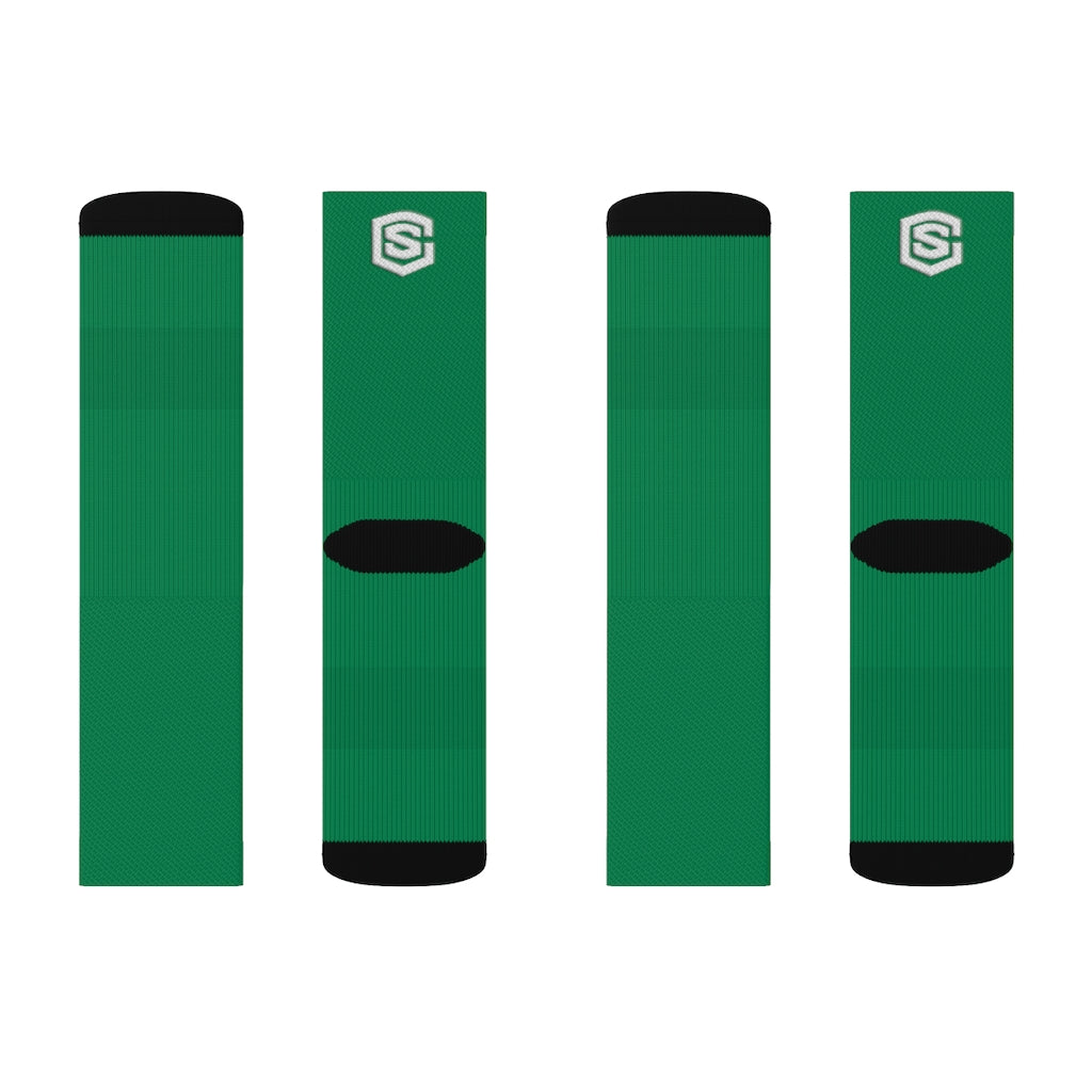 Green Sublimation Socks White Logo