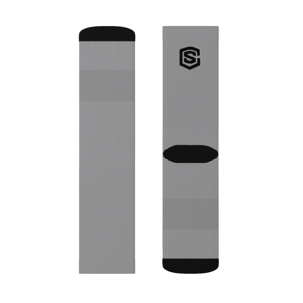 Grey Sublimation Socks Black Logo