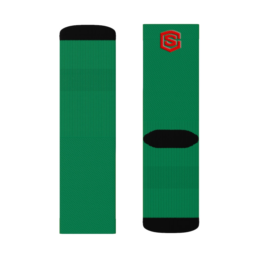 Green Sublimation Socks Red Logo