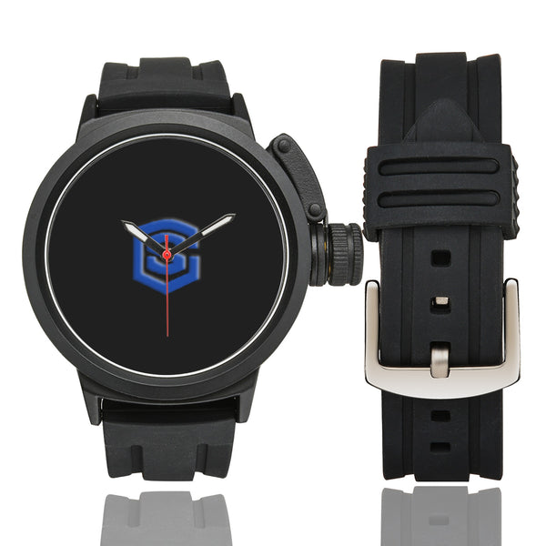 BLACK MEN SPORT WATCH BLUE LOGO Men's Sport Watch (Model 309)