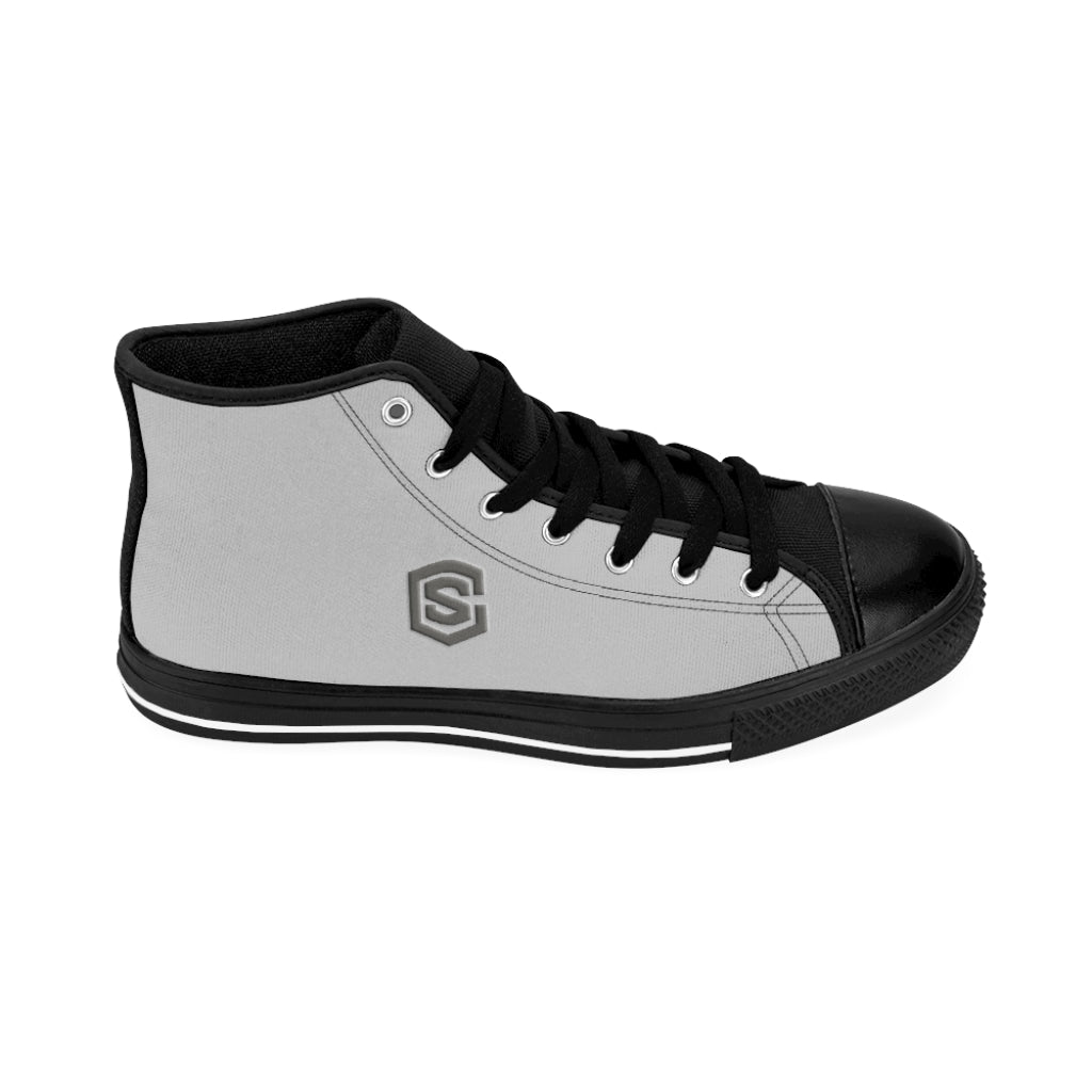 grey Men's High-top Sneakers Silver logo