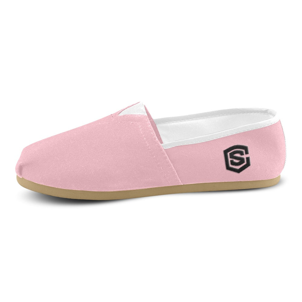 PINK casual shoes for women WITH BLACK LOGO Casual Canvas Women's Shoes (Model 004) (Designs are mirrored)