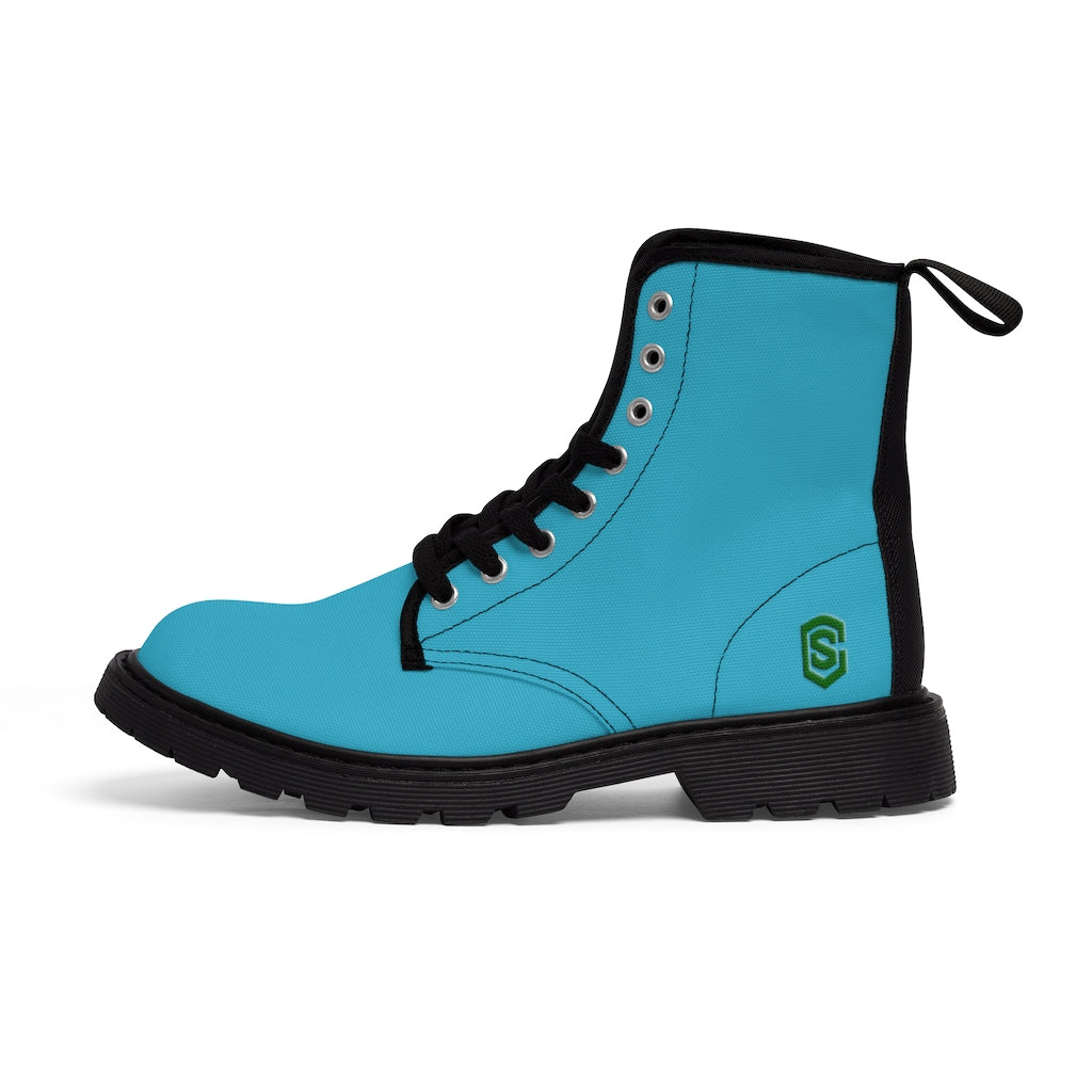 Blue Men's Canvas Boots Green Logo
