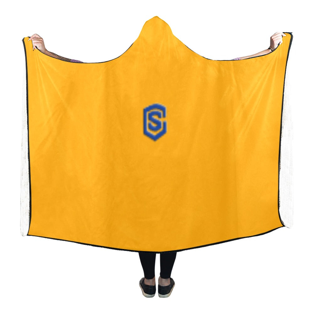 ORANGE Hooded Blanket WHITH BLUE  LOGO Hooded Blanket 80"x56"