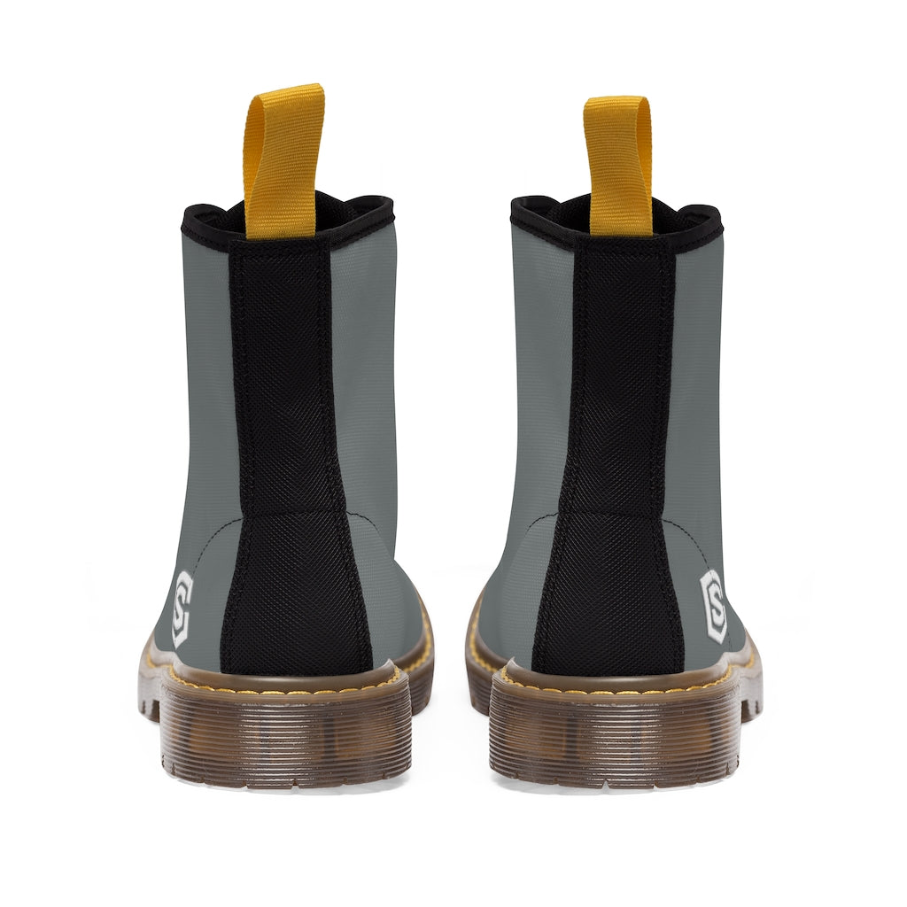 Grey Men's Canvas Boots White Logo