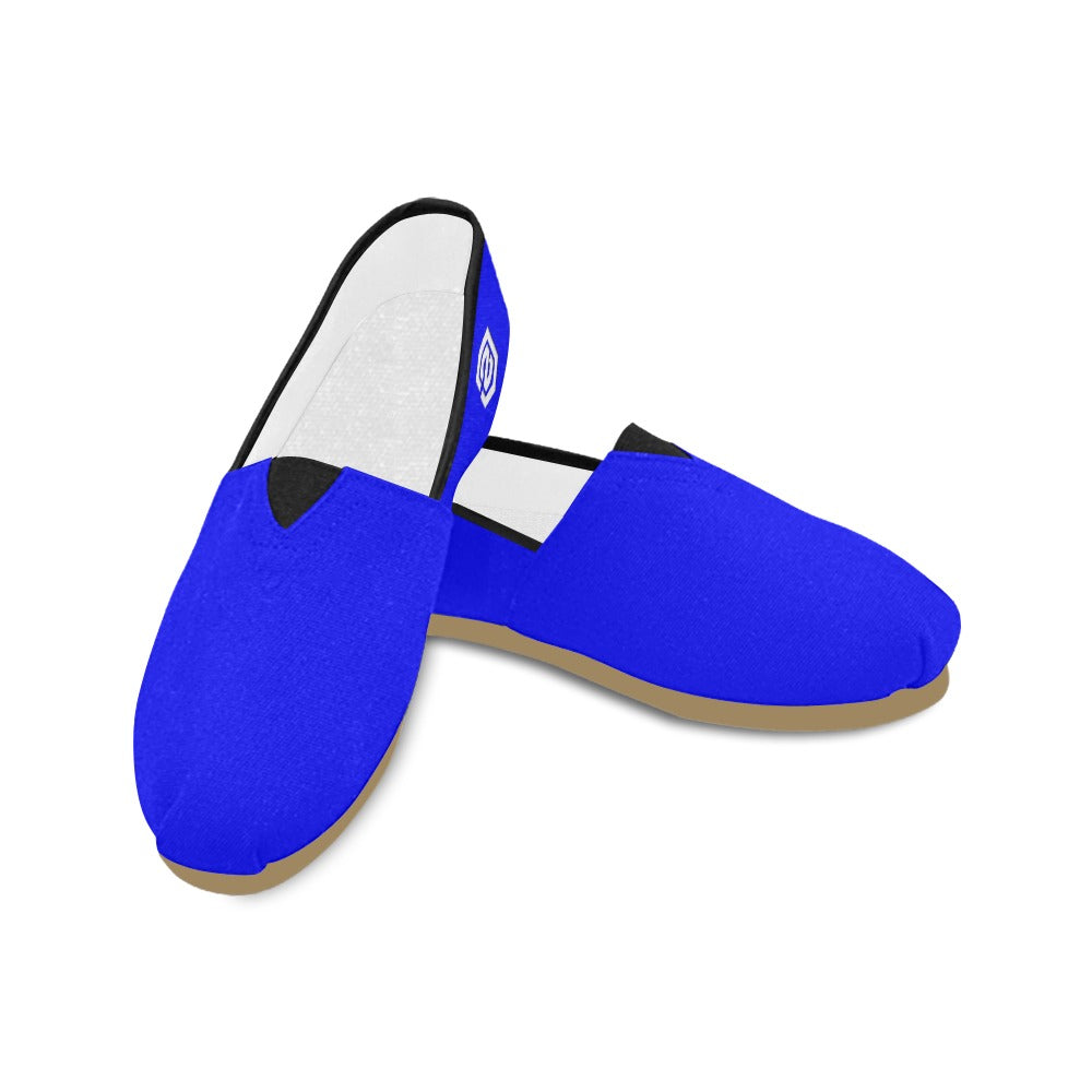 BLUE casual shoes for women WITH WHITE LOGO Casual Canvas Women's Shoes (Model 004) (Designs are mirrored)