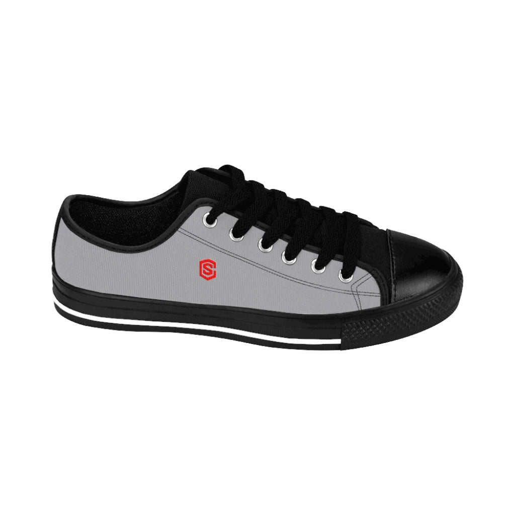 grey Men's Sneakers - red logo