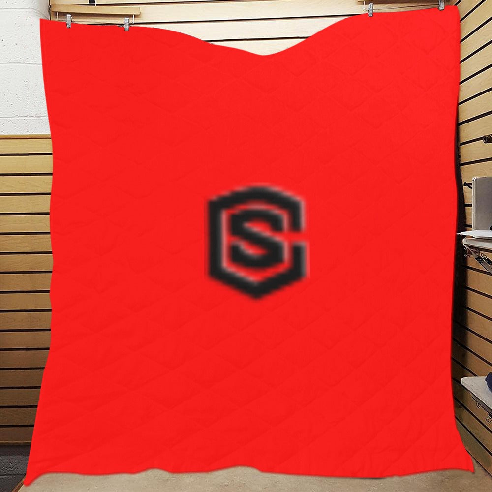 Red Quilt with Black Logo Custom Quilt  70" x 80"