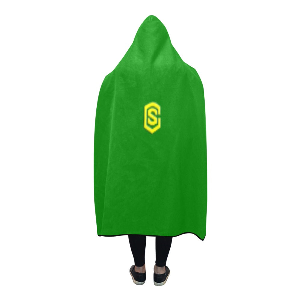 GREEN Hooded Blanket WHITH YELLOW  LOGO Hooded Blanket 80"x56"