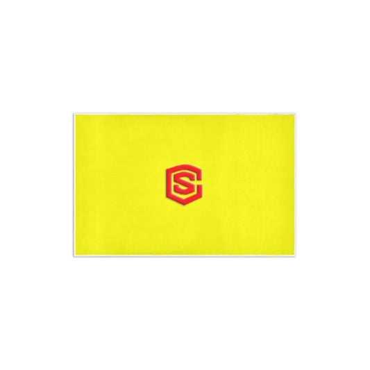 YELLOW SMALL AREA RUG WITH RED LOGO Area Rug 2.6' x 1.7'