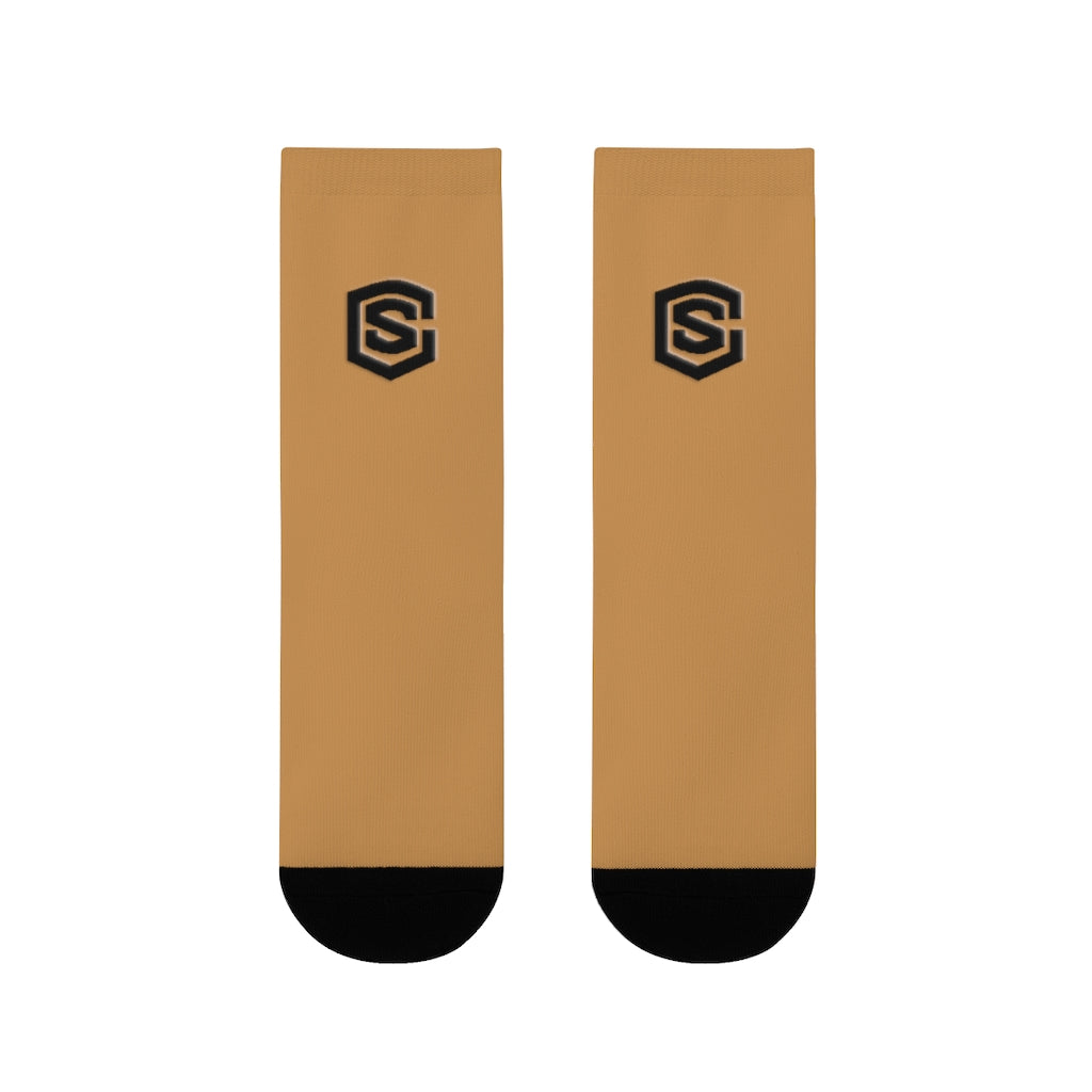 Brown Sublimation Crew Socks (EU) Blue Logo