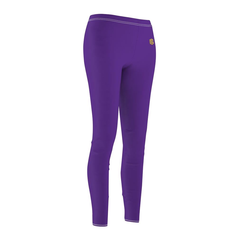 Purple Women's Cut & Sew Casual Leggings Gold logo