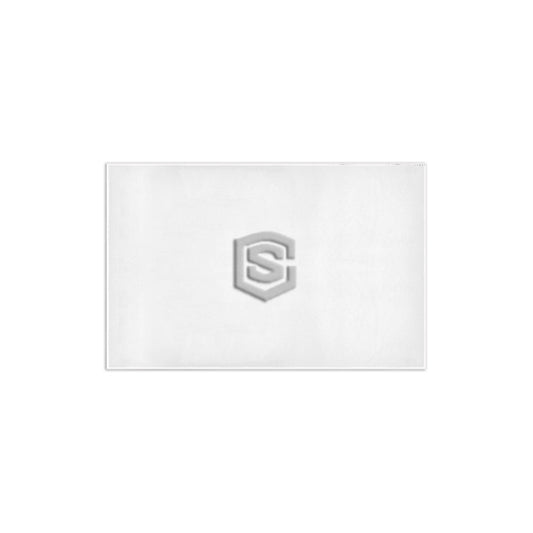 White Area Rug 2.6' x 1.7' with Silver Logo Area Rug 2.6' x 1.7'