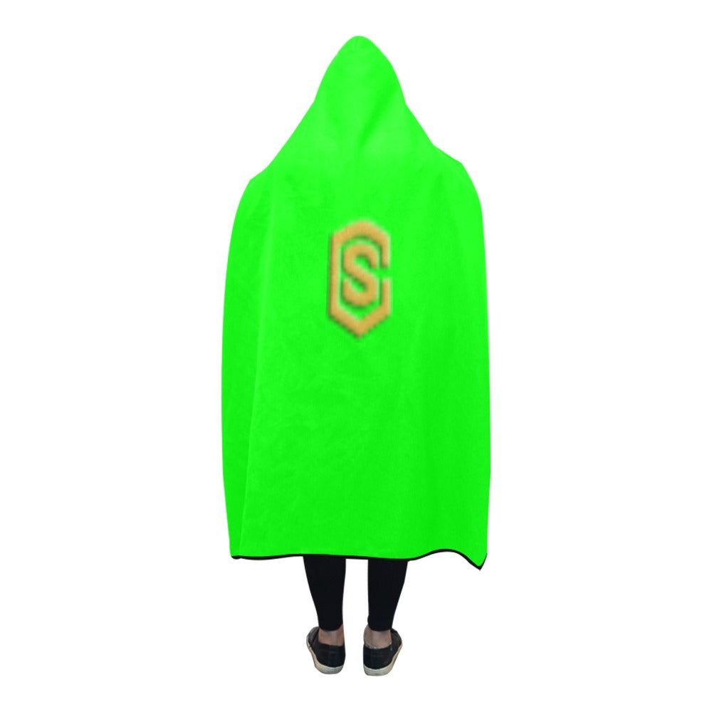 Green Hooded Blanket 80"x56" with White Logo Hooded Blanket 80"x56"