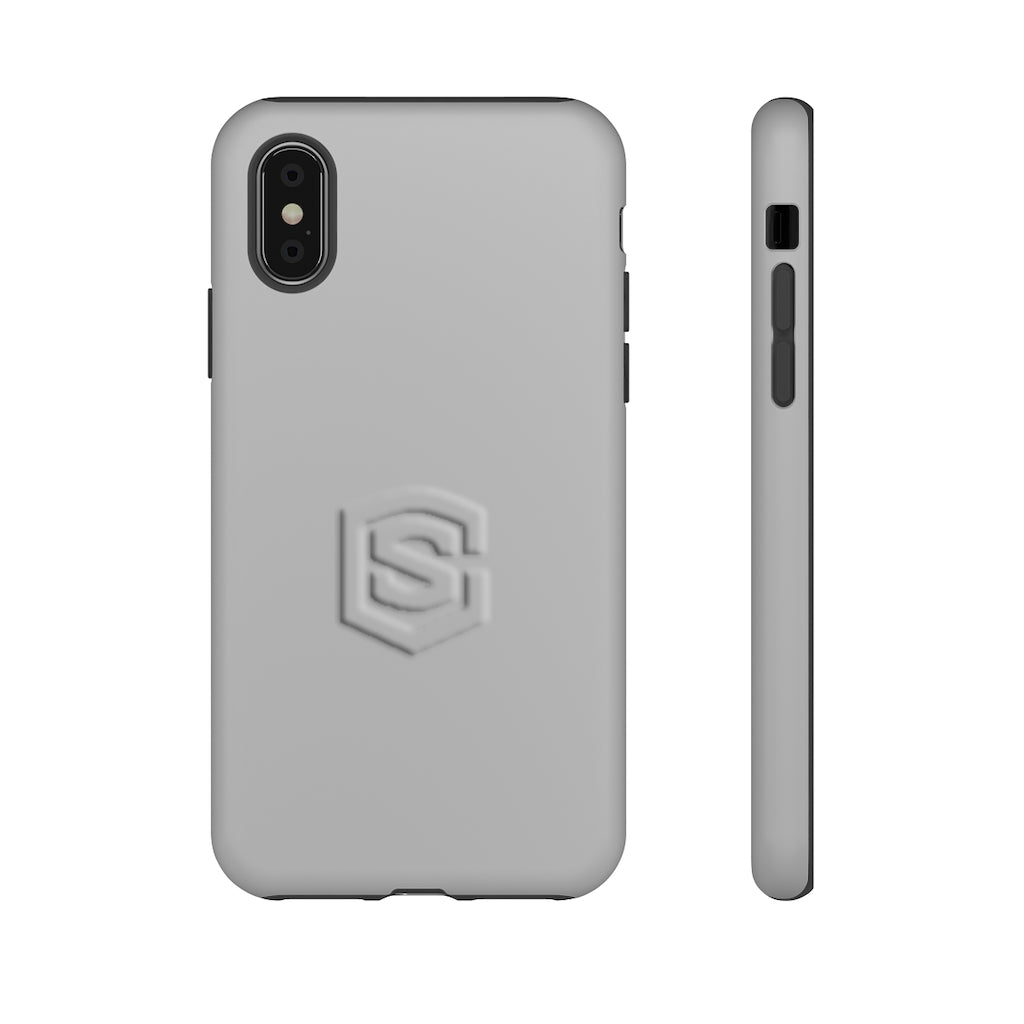 Grey Tough Cases Silver Logo