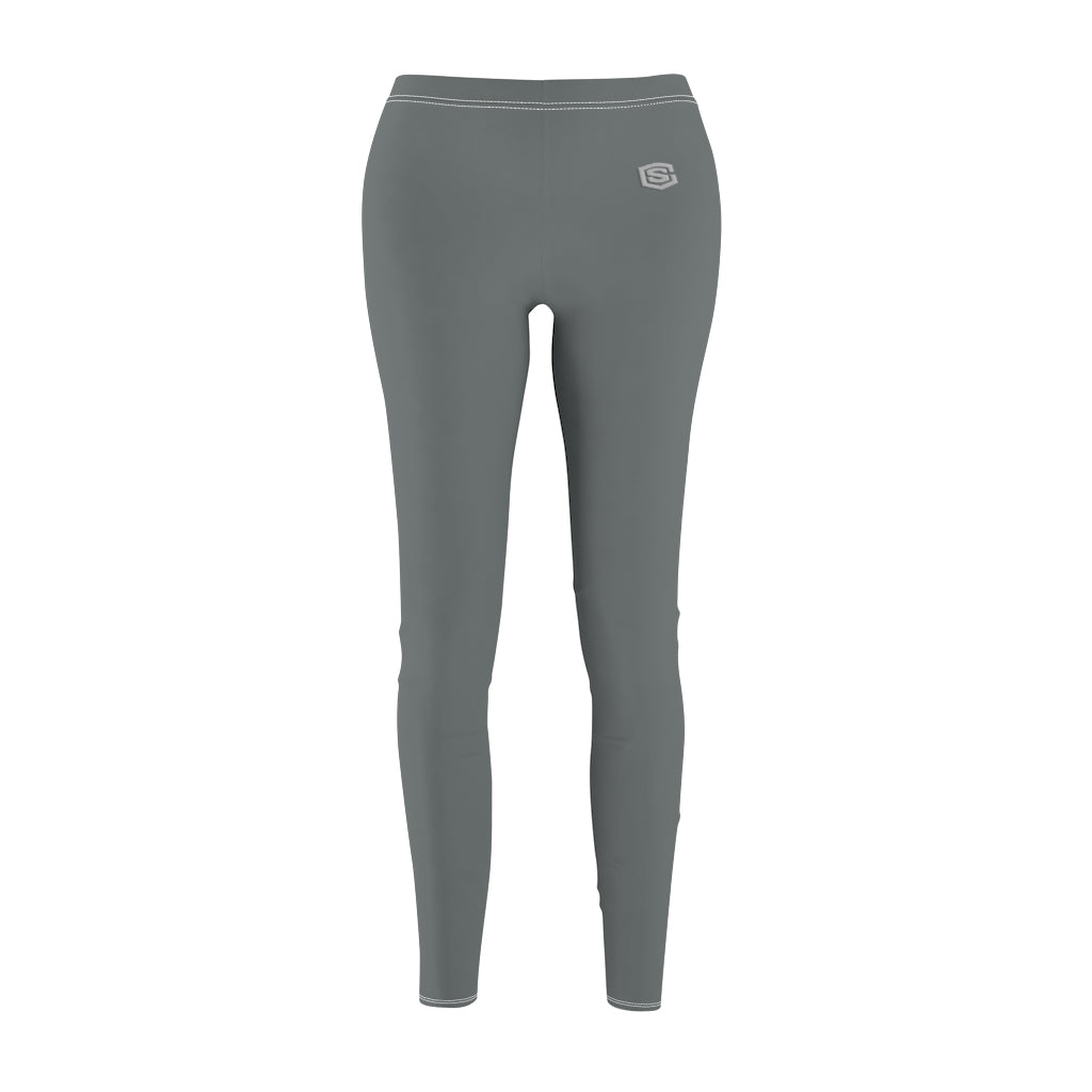 Grey Women's Cut & Sew Casual Leggings Silver logo