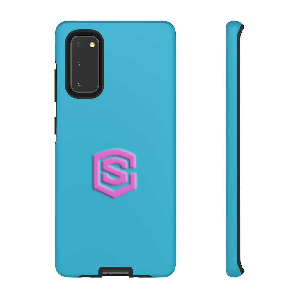 Blue Tough Cases Pink Logo