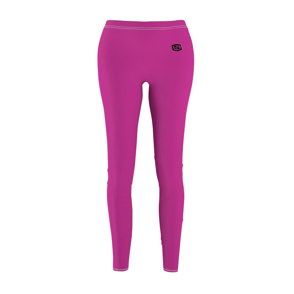 Pink Women's Cut & Sew Casual Leggings Black logo