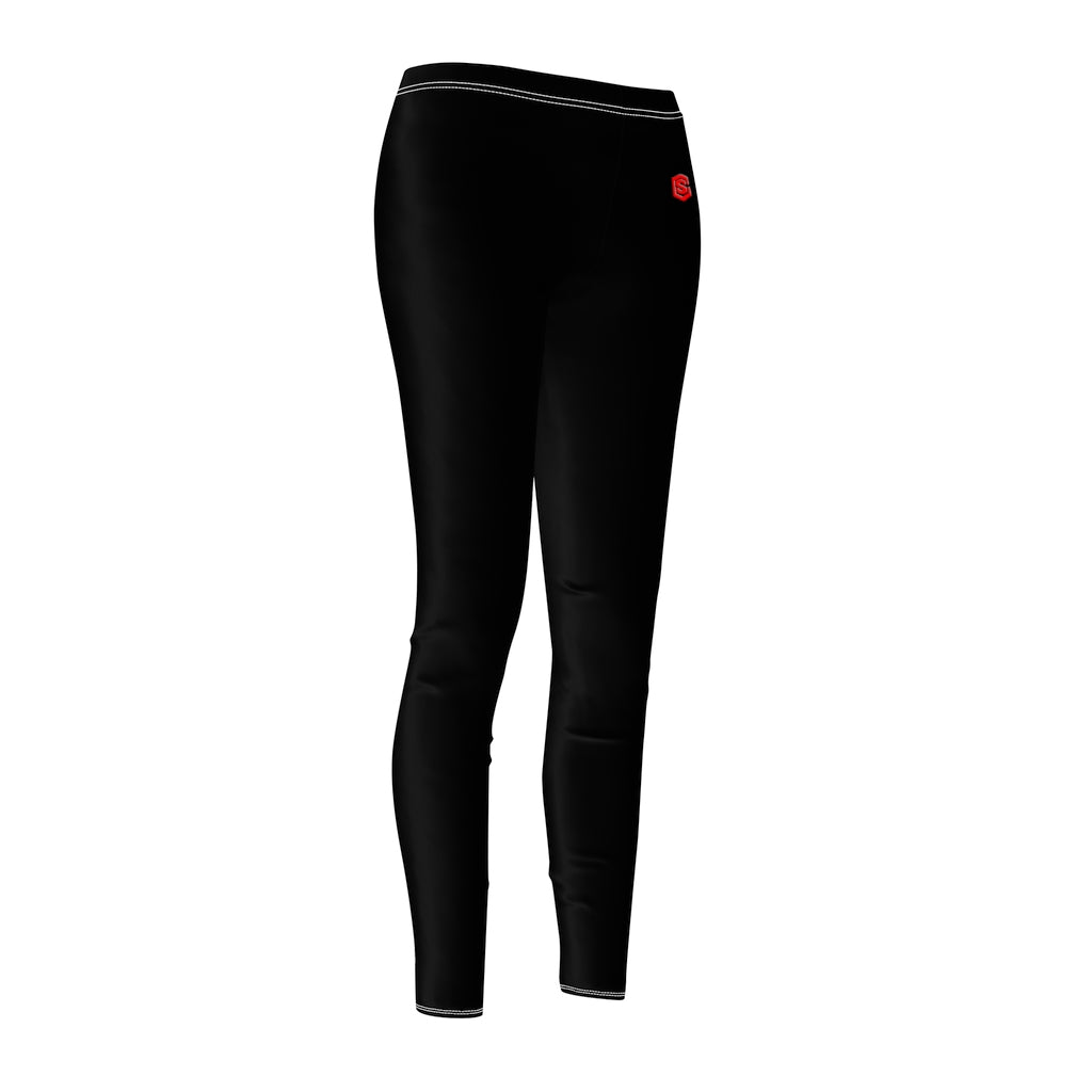 Black Women's Cut & Sew Casual Leggings Red logo