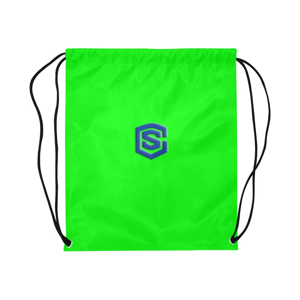 Green Drawstring Bags Large With Blue Logo Drawstring Bags (Model 1604) (Large)
