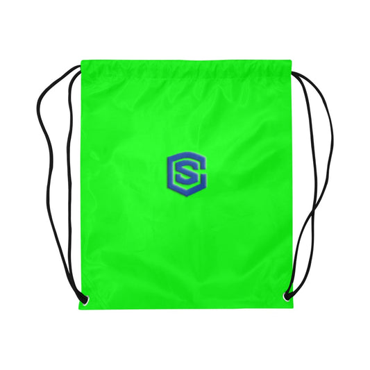 Green Drawstring Bags Large With Blue Logo Drawstring Bags (Model 1604) (Large)
