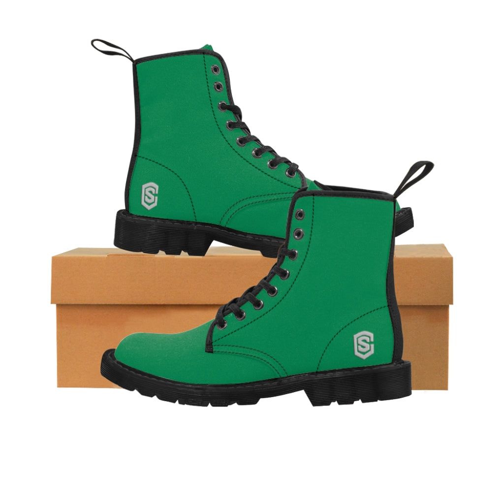 Green Men's Canvas Boots Silver Logo