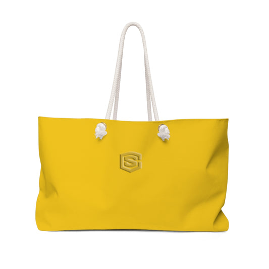 Yellow Weekender Bag Gold Logo
