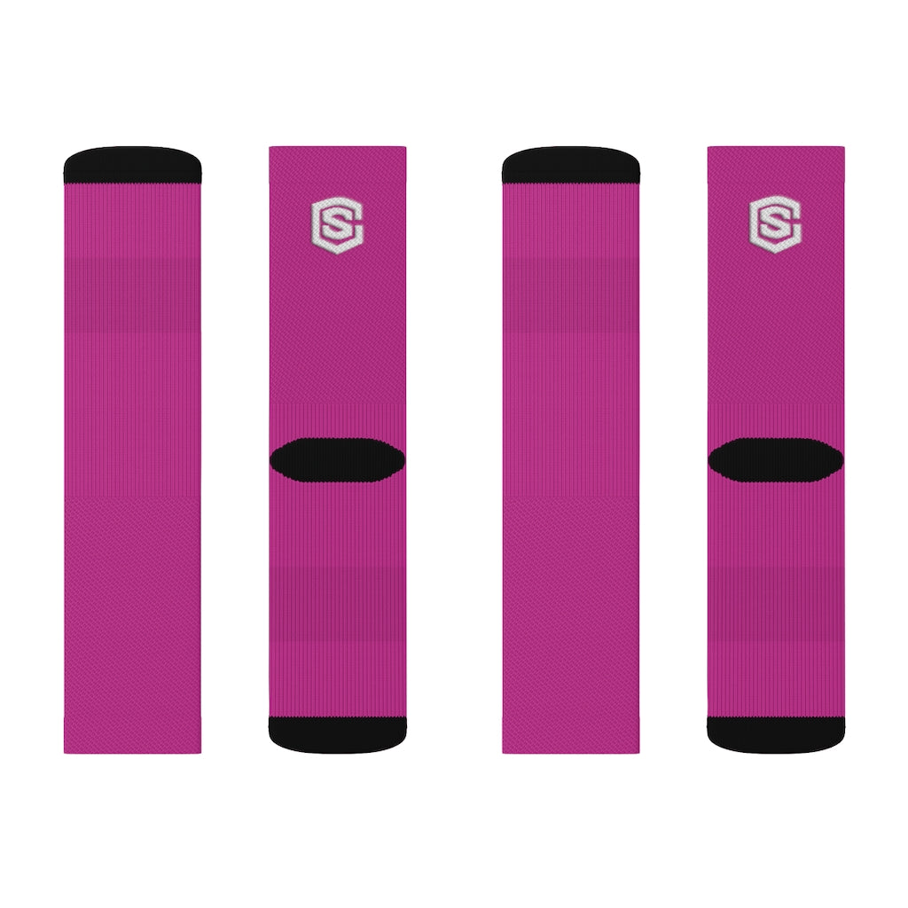 Pink Sublimation Socks White Logo