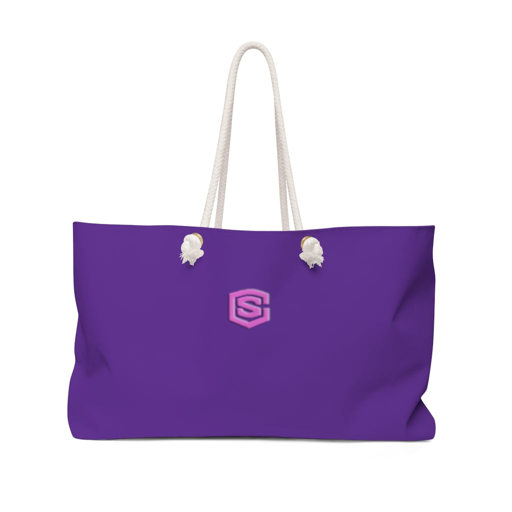 Purple Weekender Bag Pink Logo