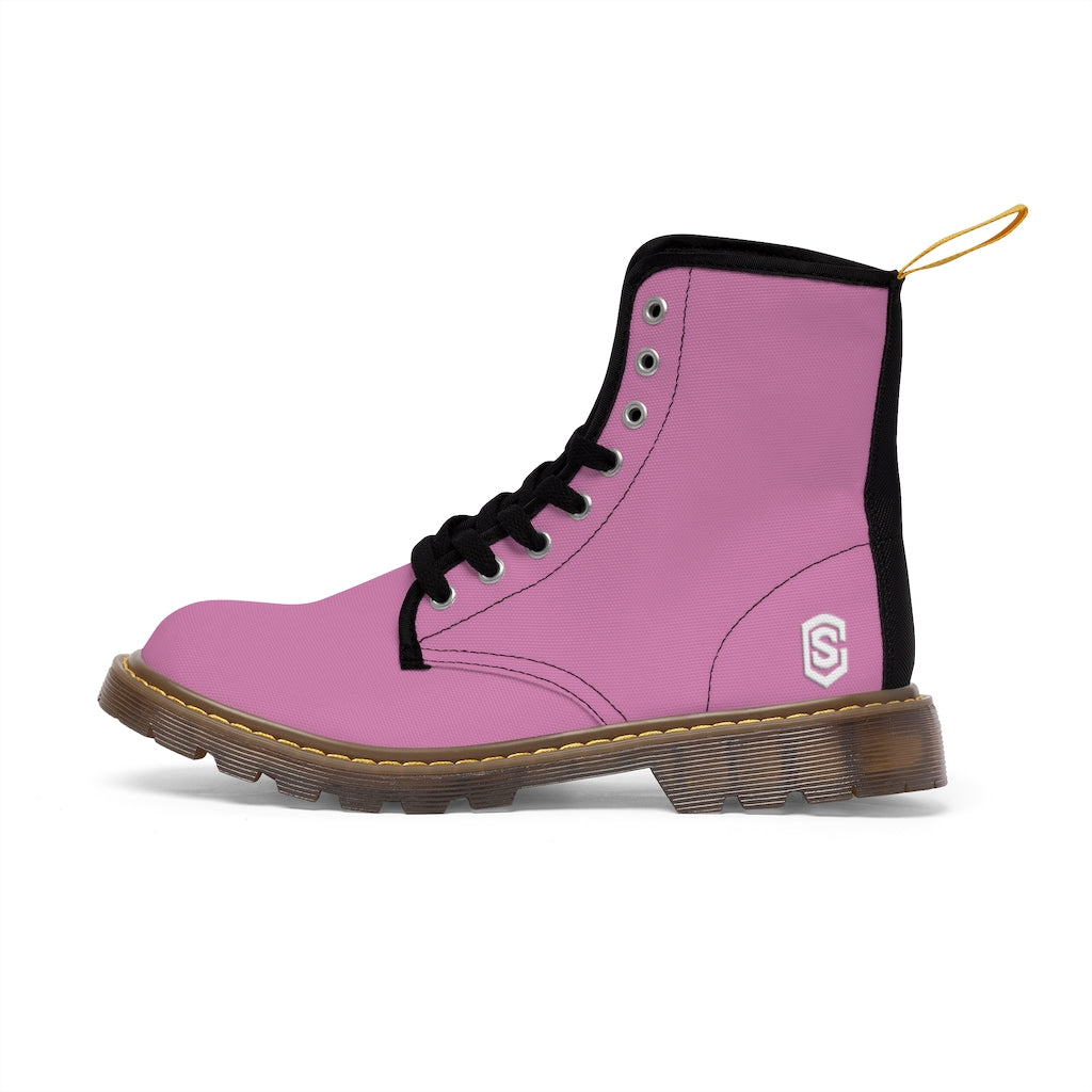 Pink Men's Canvas Boots White Logo
