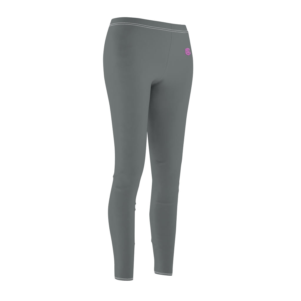 Grey Women's Cut & Sew Casual Leggings Pink logo