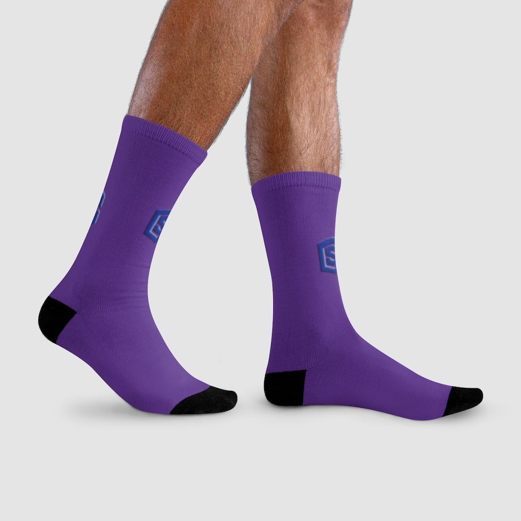 purple Sublimation Crew Socks (EU) Blue Logo